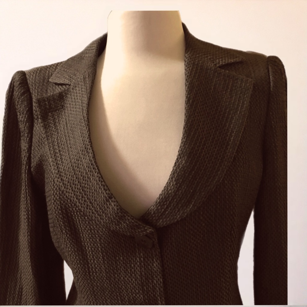 Armani Collezioni Dark Charcoal Textured Blazer - Picture 4 of 12